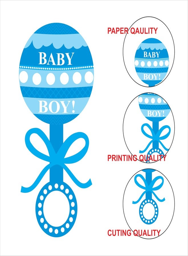 Creative Props Baby Welcome Decoration Props, Decorative Paper Cutouts Featuring Boy Themed Designs Including Stars, Butterflies, Footprints in Blue Colour 14 pcs (Medium, Baby Shower) - Image 5